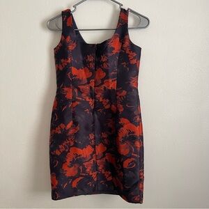 TRINA TURK floral mini dress red and deep navy size 4 EUC